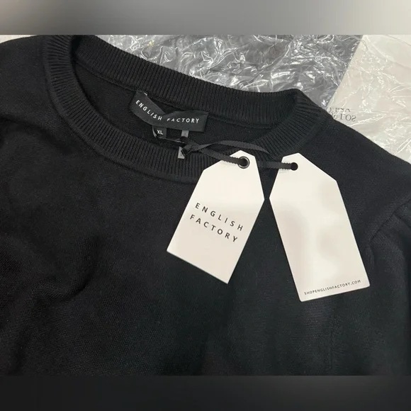 English Factory Black Puff Sleeve Top 🖤 fits L / XL - Picture 7 of 8